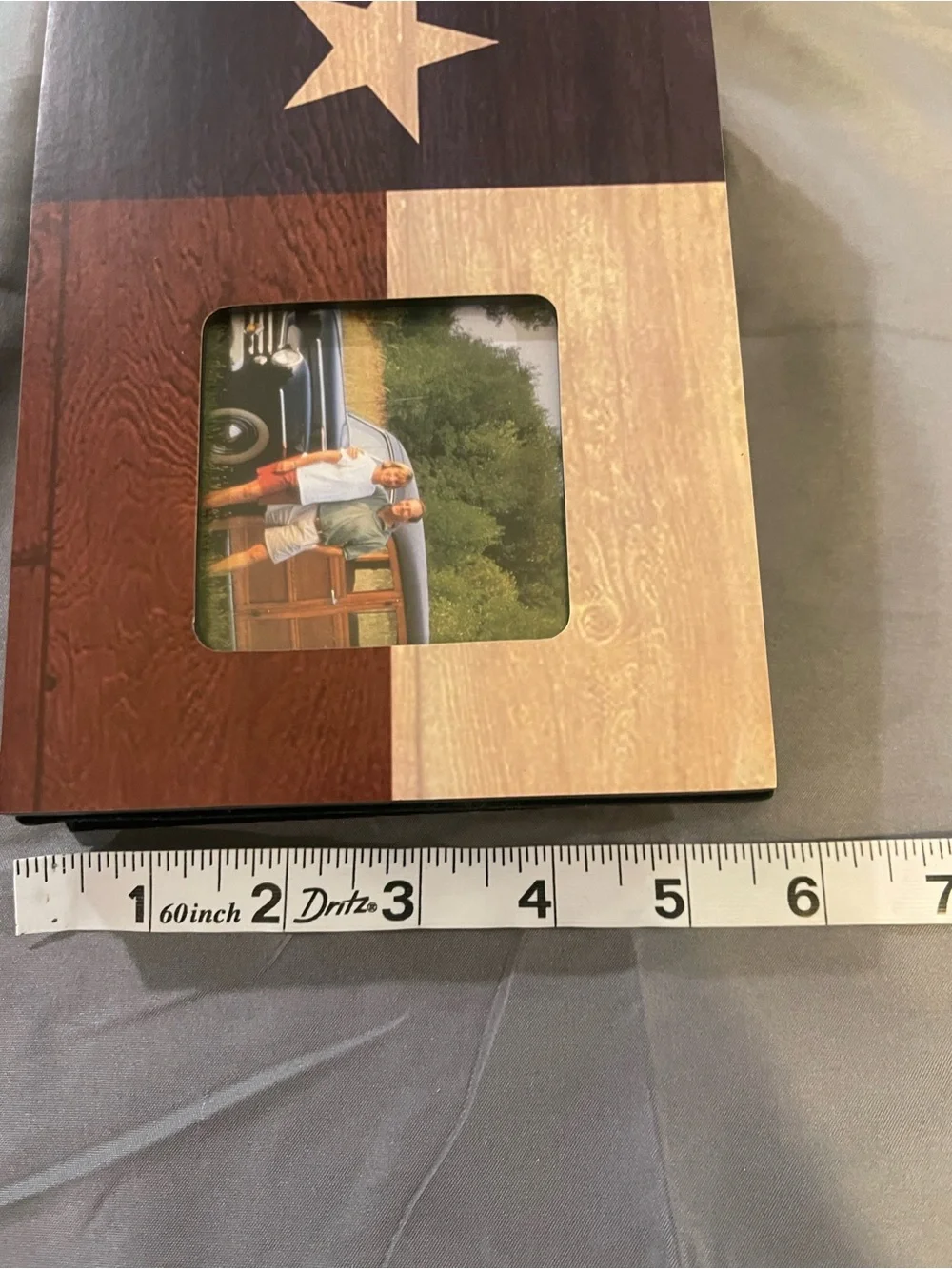 Texas Flag Wooden Picture Frame in Brown, Blue & Cream-check pictures